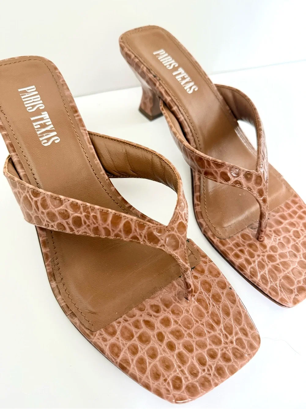 Paris Texas Moc Croco Mule Sandals Flip Flop Embossed Leather Size 7